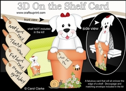 3D On the Shelf Card Kit - Flower Pot Friends Little White Labrador Dog Dinky