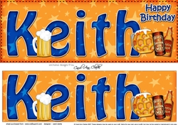 Large DL Happy Birthday KEITH 3D decoupage