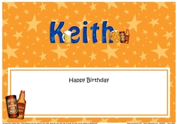 Large DL Happy Birthday KEITH insert