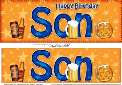 Large DL Happy Birthday SON 3D decoupage
