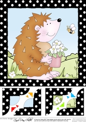 8 x 8 Cute Hedgehog Scalloped corner Topper