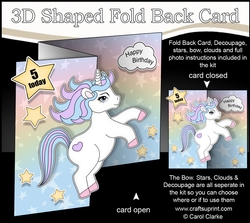 3D Shaped No-Hole Fold Back Mini Kit - Cute Little Unicorn Magic