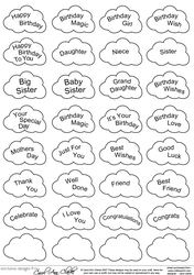 3D Greetings Sentiment Cloud Decoupage Sheet