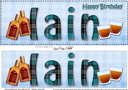 Large DL Happy Birthday IAIN 3D decoupage