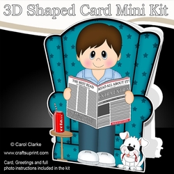 3D Shaped Card  Kit - Young Man reads the Newspaper