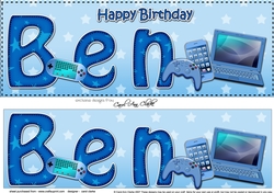 Large DL Happy Birthday BEN 3D decoupage