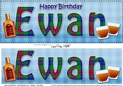 Large DL Happy Birthday EWAN 3D decoupage