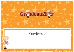 Large DL Happy Birthday GRANDDAUGHTER insert