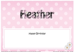 Large DL Happy Birthday HEATHER insert