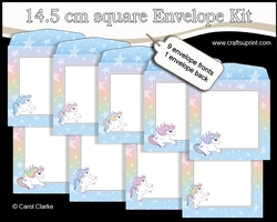 Unicorns 14.5 x 14.5 cm envelope Kit