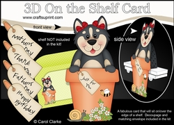 3D On the Shelf Card Kit - Flower Pot Friends Little Husky Dog Misty