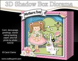3D Cute Girlz Diorama Shadow Box Card Mini Kit  - Liz has a Pot of Daisies