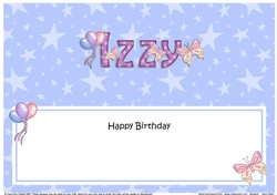 Large DL Happy Birthday IZZY insert