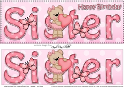 Large DL Happy Birthday SISTER 3D decoupage