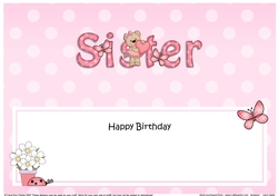 Large DL Happy Birthday SISTER insert