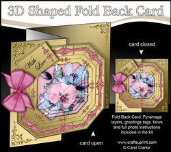 3D Shaped No-Hole Fold Back Pretty Floral Card with Pyramage Mini Kit - Spring Flowers