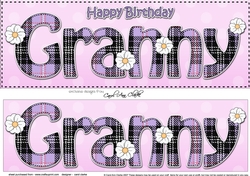 Large DL Happy Birthday GRANNY 3D decoupage