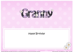 Large DL Happy Birthday GRANNY insert