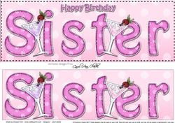 Large DL Happy Birthday SISTER 3D decoupage
