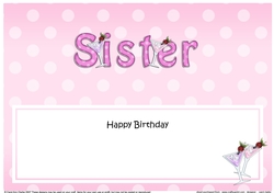 Large DL Happy Birthday SISTER insert