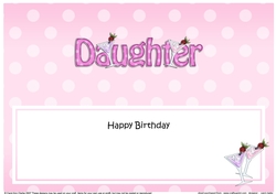 Large DL Happy Birthday DAUGHTER insert