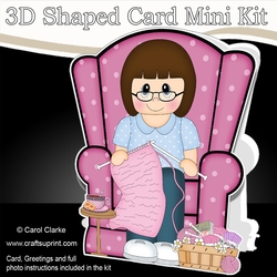 3D Shaped Card Kit - Lady reads the Newspaper