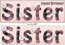 Large DL Happy Birthday SISTER 3D decoupage