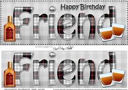 Large DL Happy Birthday FRIEND 3D decoupage