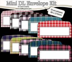 10 Mini Dl (80 x 215mm) Tartan Envelope Kit
