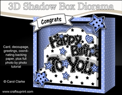 3D Diorama Shadow Box Word Card Mini Kit - Happy Birthday To You