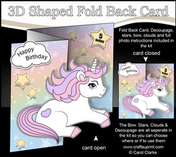 3D Shaped No-Hole Fold Back Mini Kit - Cute Little Unicorn Sparkle