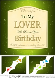 8x8 Birthday LOVER Champagne Label Scalloped Corner