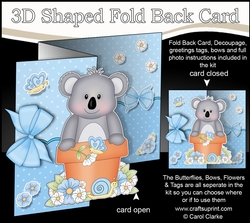 3D Shaped No-Hole Fold Back Card Kit - Flowerpot Friends - Cute Little Koala Bear KitKat