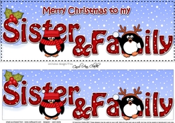 Large DL Merry Christmas SISTER & FAMILY 3D decoupage