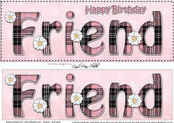 Large DL Happy Birthday FRIEND 3D decoupage 
