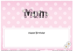 Large DL Happy Birthday MUM insert