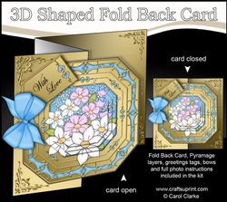 3D Shaped No-Hole Fold Back Pretty Floral Card with Pyramage Mini Kit - Pretty Flowers