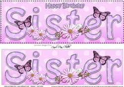 Large DL Happy Birthday SISTER 3D decoupage