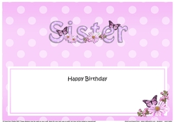 Large DL Happy Birthday SISTER insert