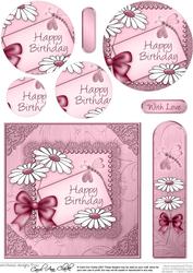 Daisies on Metallic Lace Quick Card with Circle Pyramage