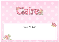 Large DL Happy Birthday CLAIRE insert