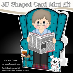 3D Shaped Card Kit - Older Man reads the Newspaper
