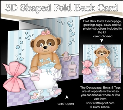 3D Shaped No-Hole Fold Back Card Kit - Bathtub Buddies - Cute Little Meerkat Natalya