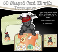 3D Shaped Card  Kit - Flowerpot Friends - Little Scottie Dog Hamish