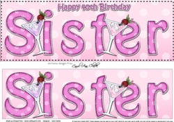 Large DL Happy 40th Birthday SISTER 3D decoupage