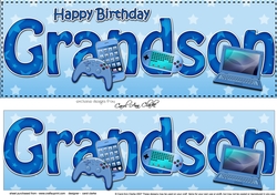Large DL Happy Birthday GRANDSON 3D decoupage