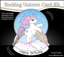 3D Shaped Rocking Card Mini Kit - Cute Little Unicorn Sparkle
