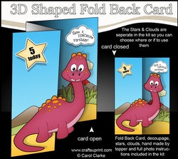 3D Shaped No-Hole Fold Back Mini Kit - Cute Little Dinosaur Smileysaur