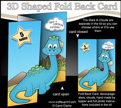 3D Shaped No-Hole Fold Back Mini Kit - Cute Little Dinosaur Lizard