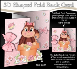 3D Shaped No-Hole Fold Back Card Kit - Flowerpot Friends - Cute Little Squirrel Peanut